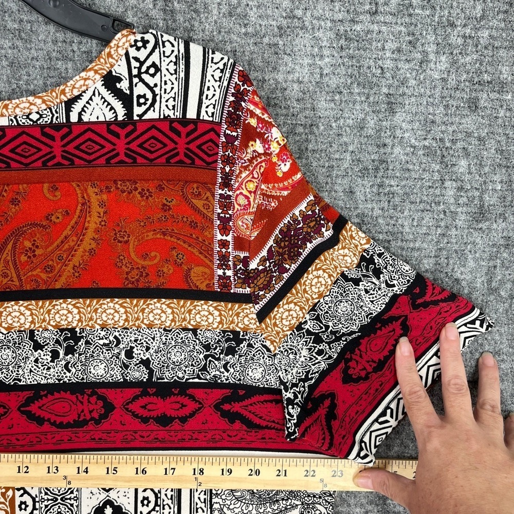 Jules & Leopold Patchwork Paisley Print V Neck Short Sleeve Knit Top XL Womens - Picture 6 of 8